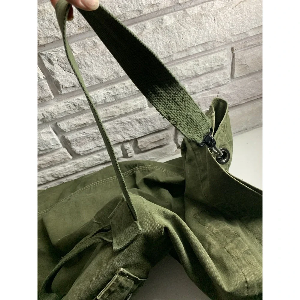 Vintage US Military Olive Drab Canvas Duffel Bag Sea Bag Top Load 36 Inch